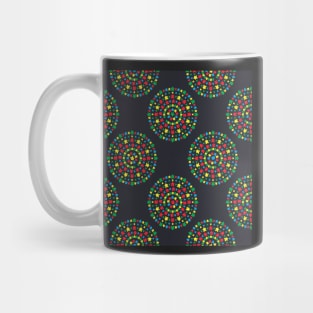 Meeple Mandala in Red, Blue, Yellow and Green Mug